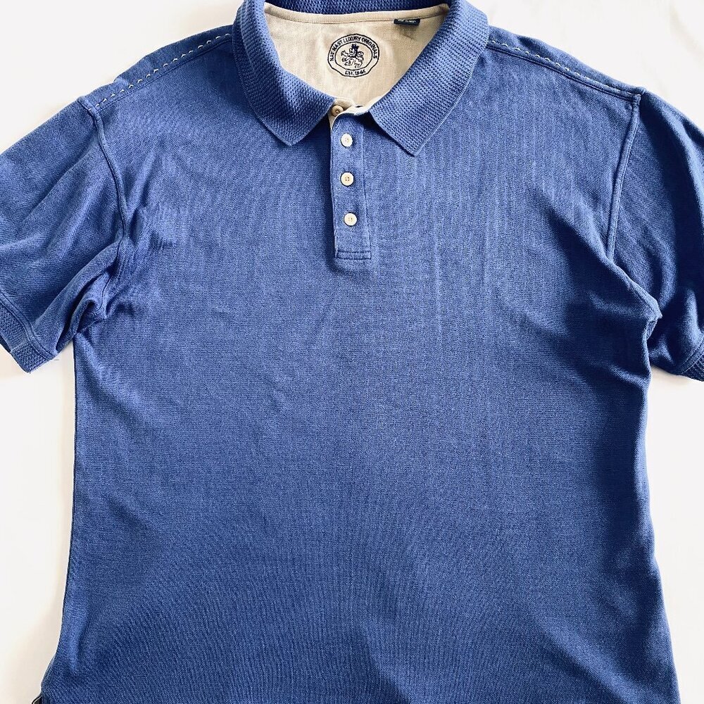 Nat Nast Luxury blue silk & cotton knit polo shirt Mens Large short sleeve - Picture 2 of 9